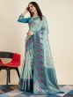 Fabulous BLue Zari Weaving Banarasi Silk Function Wear Saree