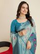 Fabulous BLue Zari Weaving Banarasi Silk Function Wear Saree