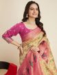 Incredible Beige Zari Weaving Banarasi Silk Function Wear Saree
