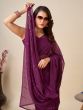 Outstanding Wine Sequins Georgette Party Wear Saree With Blouse