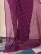 Outstanding Wine Sequins Georgette Party Wear Saree With Blouse