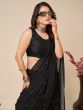 Amazing Black Sequins Georgette Party Wear Saree With Blouse