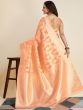 Beautiful Orange Zari Weaving Banarasi Silk Saree With Blouse