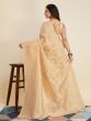 Gorgeous Beige Zari Weaving Banarasi Silk Reception Wear Saree