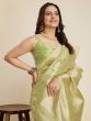 Pretty Pista Green Zari Weaving Banarasi Silk Festive Wear Saree
