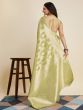Pretty Pista Green Zari Weaving Banarasi Silk Festive Wear Saree