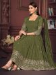 Pretty Green Embroidered Georgette Anarkali Suit With Dupatta