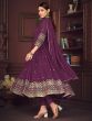 Fetching Purple Embroidered Georgette Party Wear Anarkali Suit
