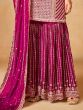 Dazzling Pink Embroidered Chinon Festival Wear Sharara Suit