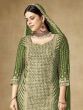Ravishing Green Embroidered Chinon Festival Wear Sharara Suit