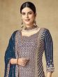 Fetching Blue Embroidered Chinon Festival Wear Sharara Suit