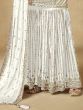 Beautiful White Sequins Chinon Sharara Suit With Dupatta