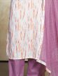 Great White & Pink Digital Printed Cotton Pant Suit With Dupatta