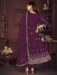 Fabulous Purple Embroidered Georgette Festive Wear Anarkali Suit