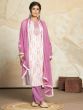 Great White & Pink Digital Printed Cotton Pant Suit With Dupatta