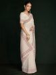 Mesmerizing White Lucknowi Work Georgette Event Wear Saree With Blouse