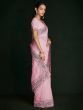 Beautiful Pink Lucknowi Georgette Festival Wear Saree With Blouse
