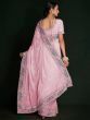 Beautiful Pink Lucknowi Georgette Festival Wear Saree With Blouse