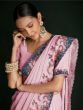 Astonishing Pink Lucknowi Work Georgette Event Wear Saree With Blouse