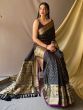 Pleasant Black Zari Woven Silk Wedding Wear Saree With Blouse