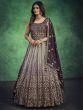 Stunning Purple Sequins Georgette Readymade Gown With Dupatta 

