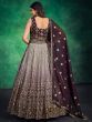 Stunning Purple Sequins Georgette Readymade Gown With Dupatta 


