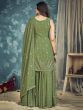 Fascinating Green Sequins Georgette Sharara Suit With Dupatta