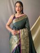 Excellent Green Zari Woven Silk Event Wear Saree With Blouse
