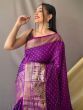 Outstanding Purple Zari Woven Silk Wedding Wear Saree With Blouse