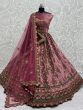 Great Dusty Pink Multi-Thread Velvet Lehenga Choli With Double Dupatta