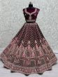 Alluring Purple Dori Work Velvet Bridal Lehenga Choli With Dupatta