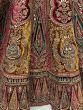 Lovely Maroon Embroidered Velvet Bridal Lehenga Choli With Double Dupatta
