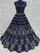 Wonderful Navy Blue Multi-Thread Work Georgette Reception Wear Lehenga Choli