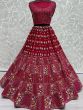 Lavish Red Multi-Thread Work Georgette Bridesmaid Lehenga Choli With Dupatta
