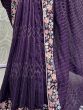 Incredible Dark Purple Sequins Silk Engagement Wear Saree & Blouse