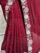 Wonderful Red Sequin Work Silk Designer Saree With Blouse