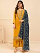 Stunning Yellow Thread Embroidery Georgette Festival Wear Salwar Suit