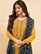 Stunning Yellow Thread Embroidery Georgette Festival Wear Salwar Suit