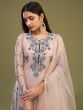 Wonderful Peach Net Embroidered Festive Wear Salwar Suit With Dupatta