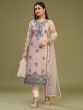 Wonderful Peach Net Embroidered Festive Wear Salwar Suit With Dupatta