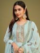 Fetching Sky-Blue Multi-Thread Work Georgette Festive Wear Salwar Kameez