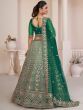 Fetching Green Sequins Net Bridal Wear Lehenga Choli With Dupatta