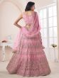 Enchanting Pink Sequins Net Wedding Wear Lehenga Choli With Dupatta