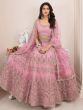 Enchanting Pink Sequins Net Wedding Wear Lehenga Choli With Dupatta