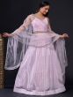 Delightful Light Pink Sequins Georgette Engagement Wear Lehenga Choli
