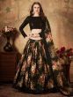 Mesmerizing Black Floral Print Organza Silk Wedding Lehenga Choli With Blouse