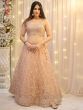 Enticing Peach Sequins Net Wedding Wear Lehenga Choli With Dupatta 