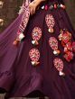 Beautiful Purple Thread Embroidered Rayon Navratri Lehenga Choli  
