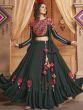 Excellent Green Thread Embroidered Rayon Lehenga Choli With Koti 
