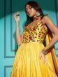 Gorgeous Yellow Embroidered Chinon Party Wear Gown